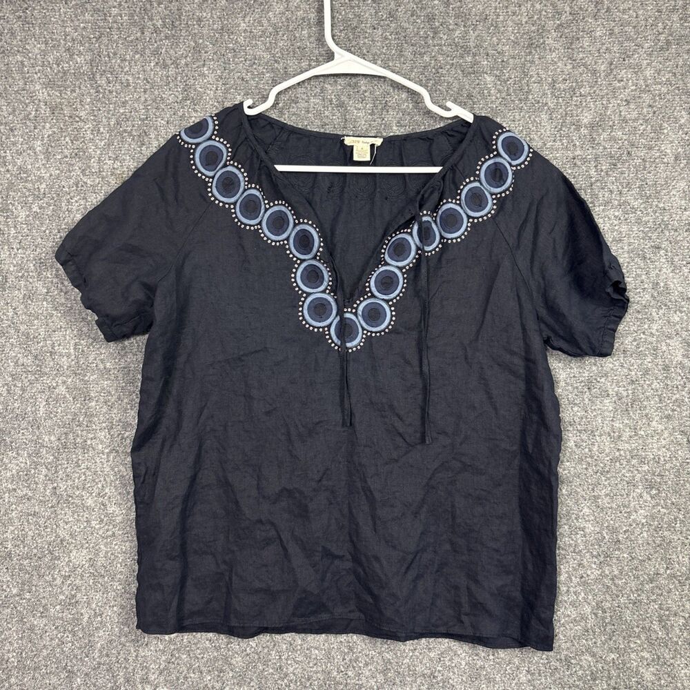 J.CREW Vintage Closet Top Blouse  Womens 6 Blue Linen